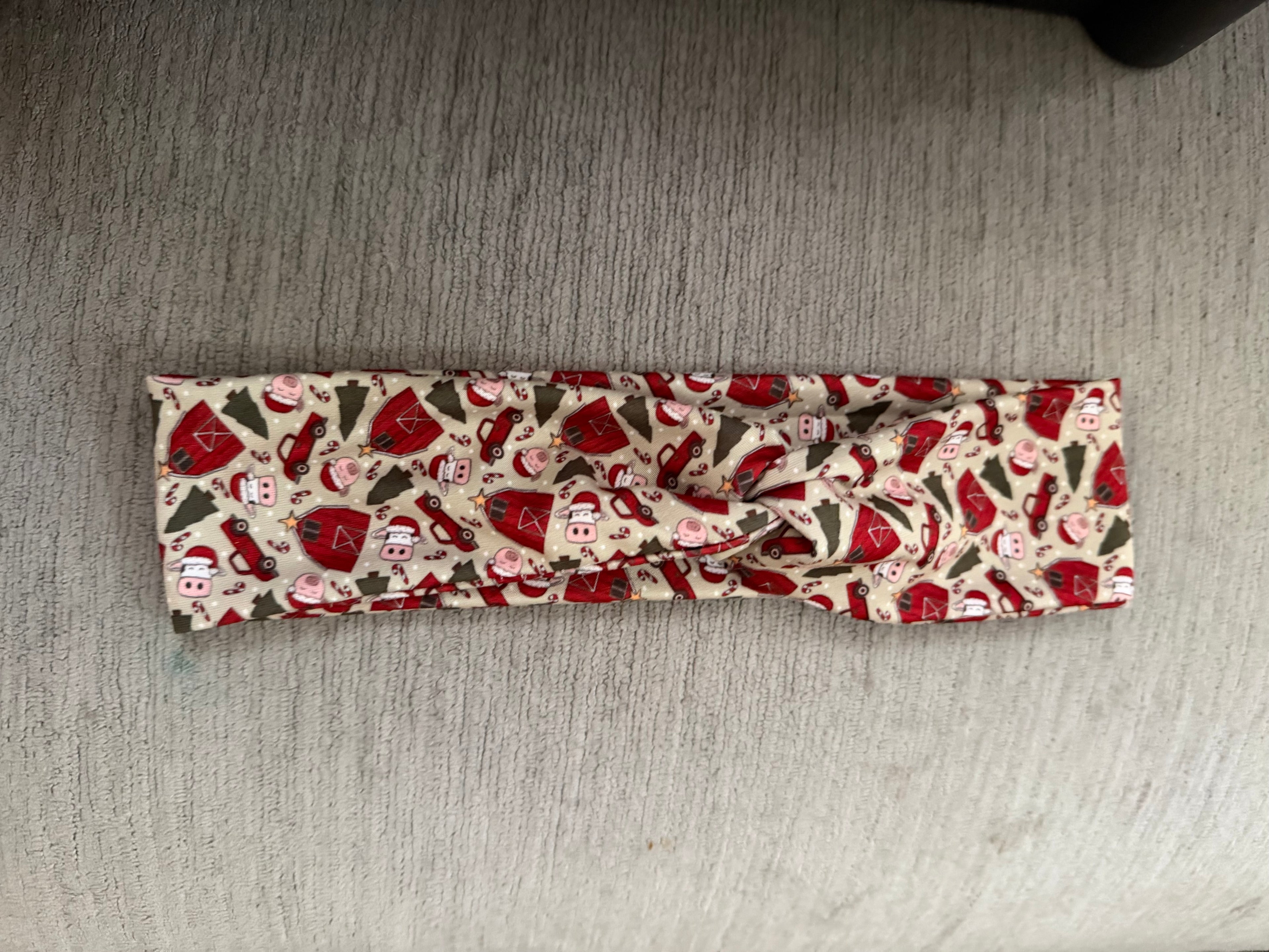 Barnyard Christmas twisted headband adult/teen