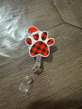 Christmas paw print badge reel