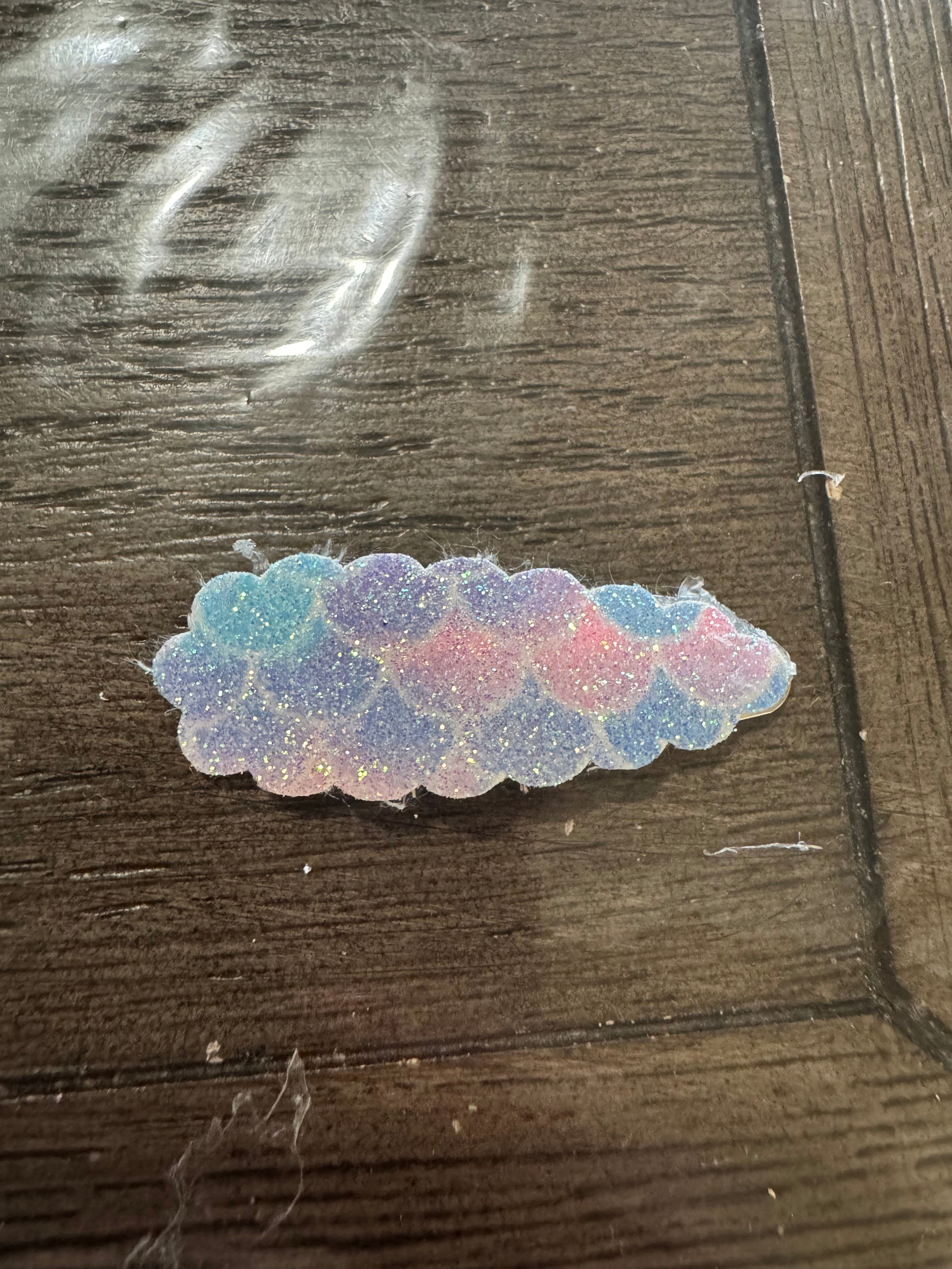 Rainbow pastel mermaid scalloped snap clip