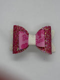 Pink glitter straw topper bow