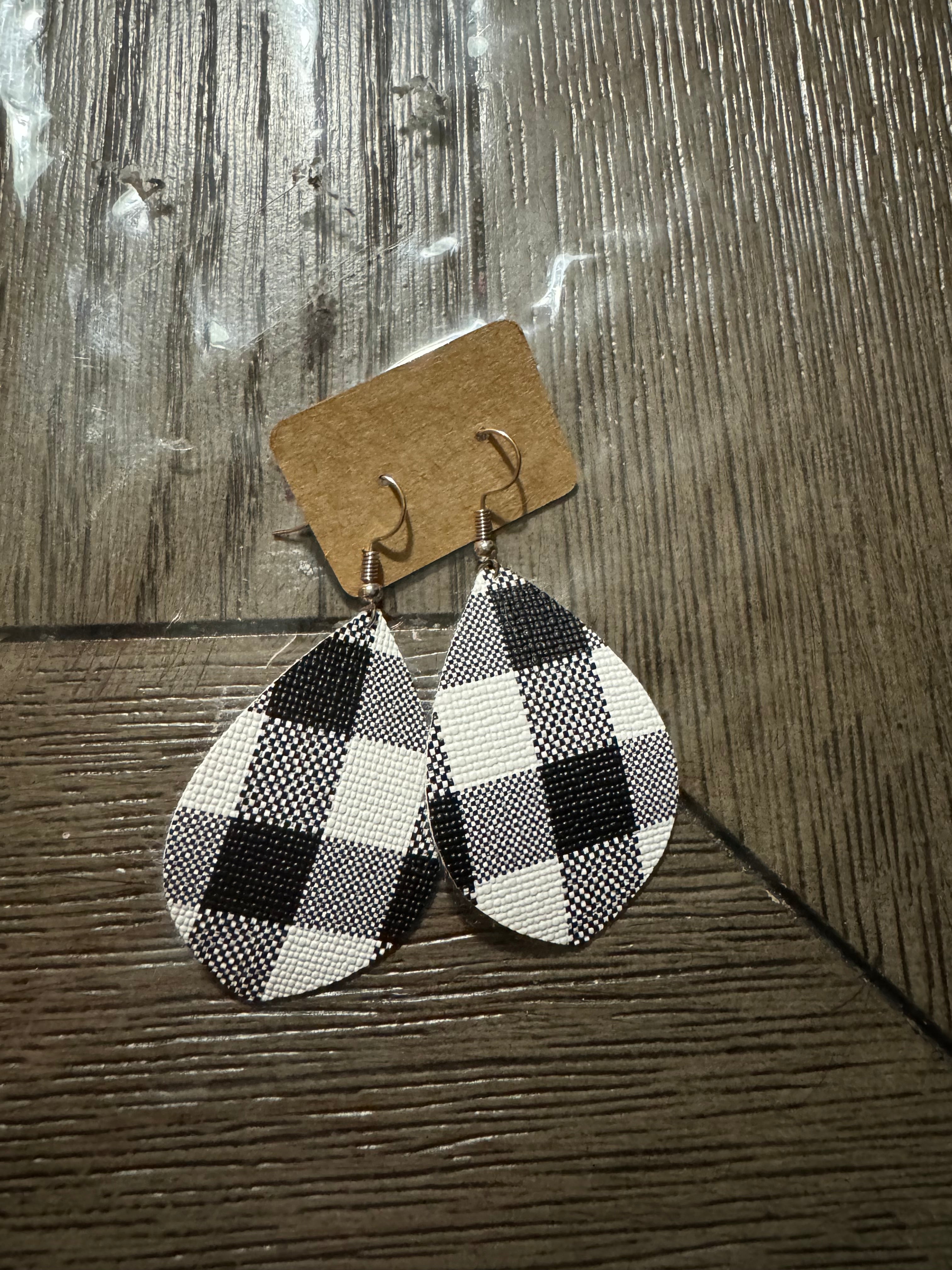 White plaid earrings