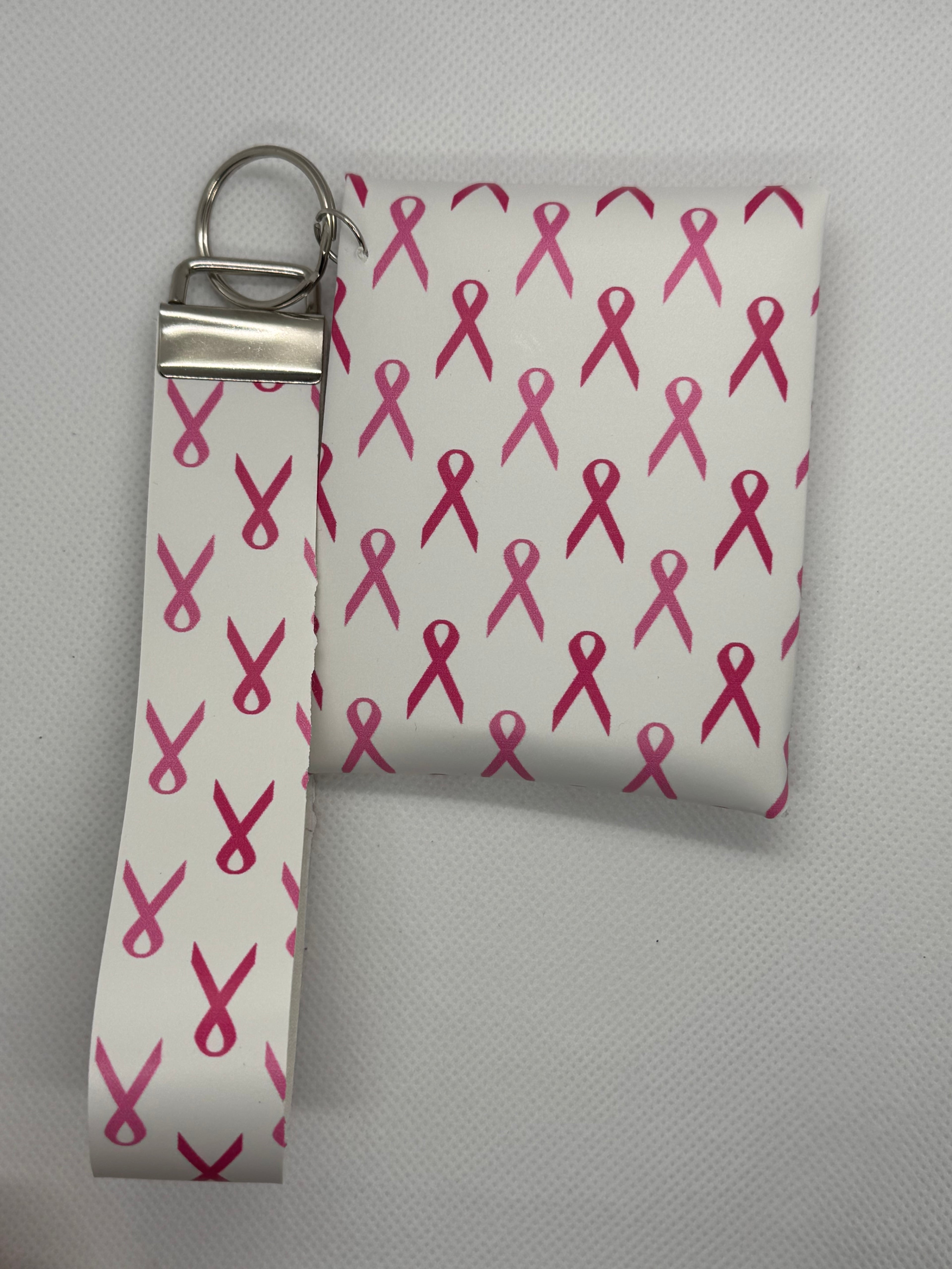 Breast cancer ribbon wristlet/card wallet set