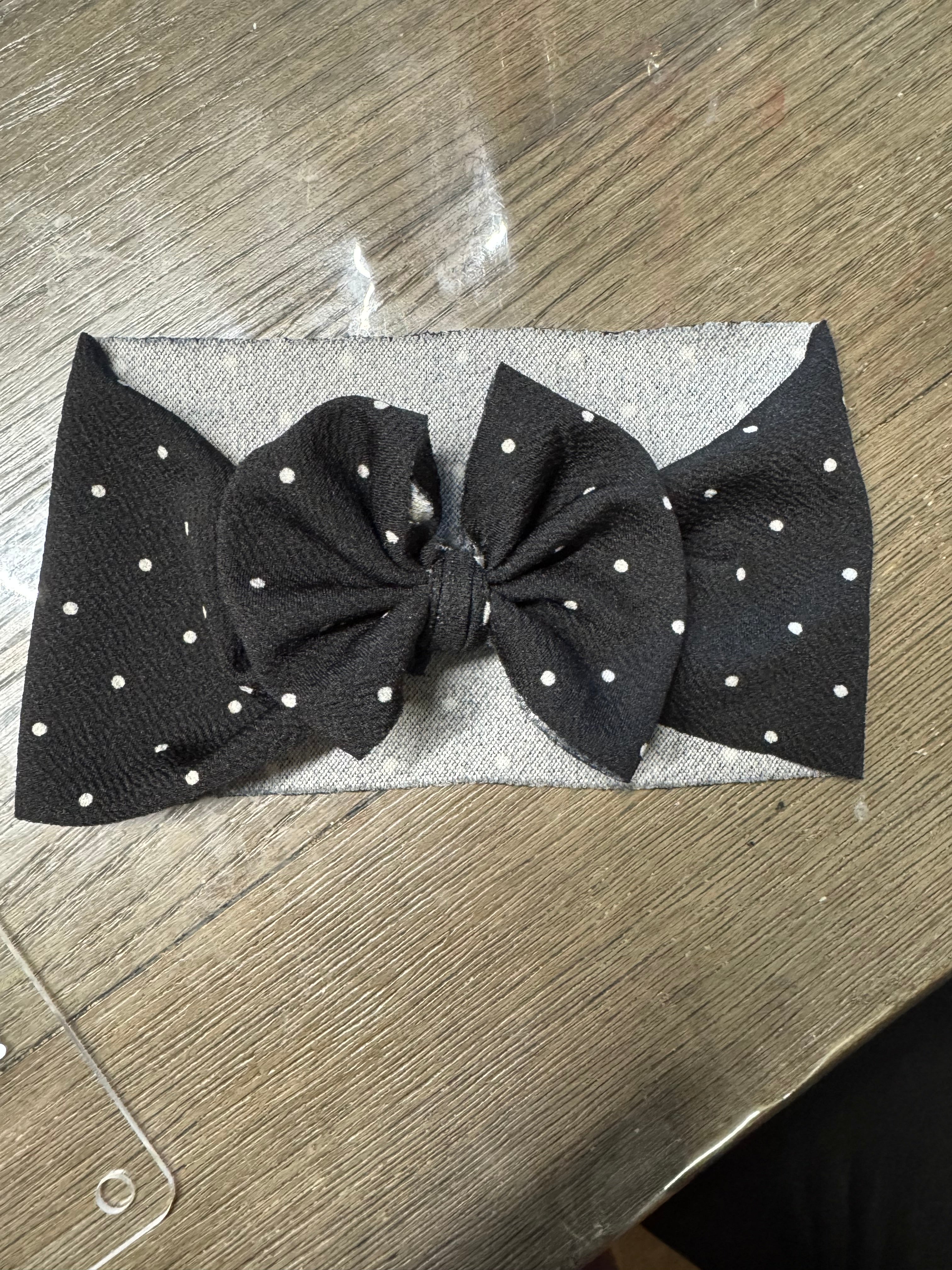 Black polka dots head wrap adult/teen