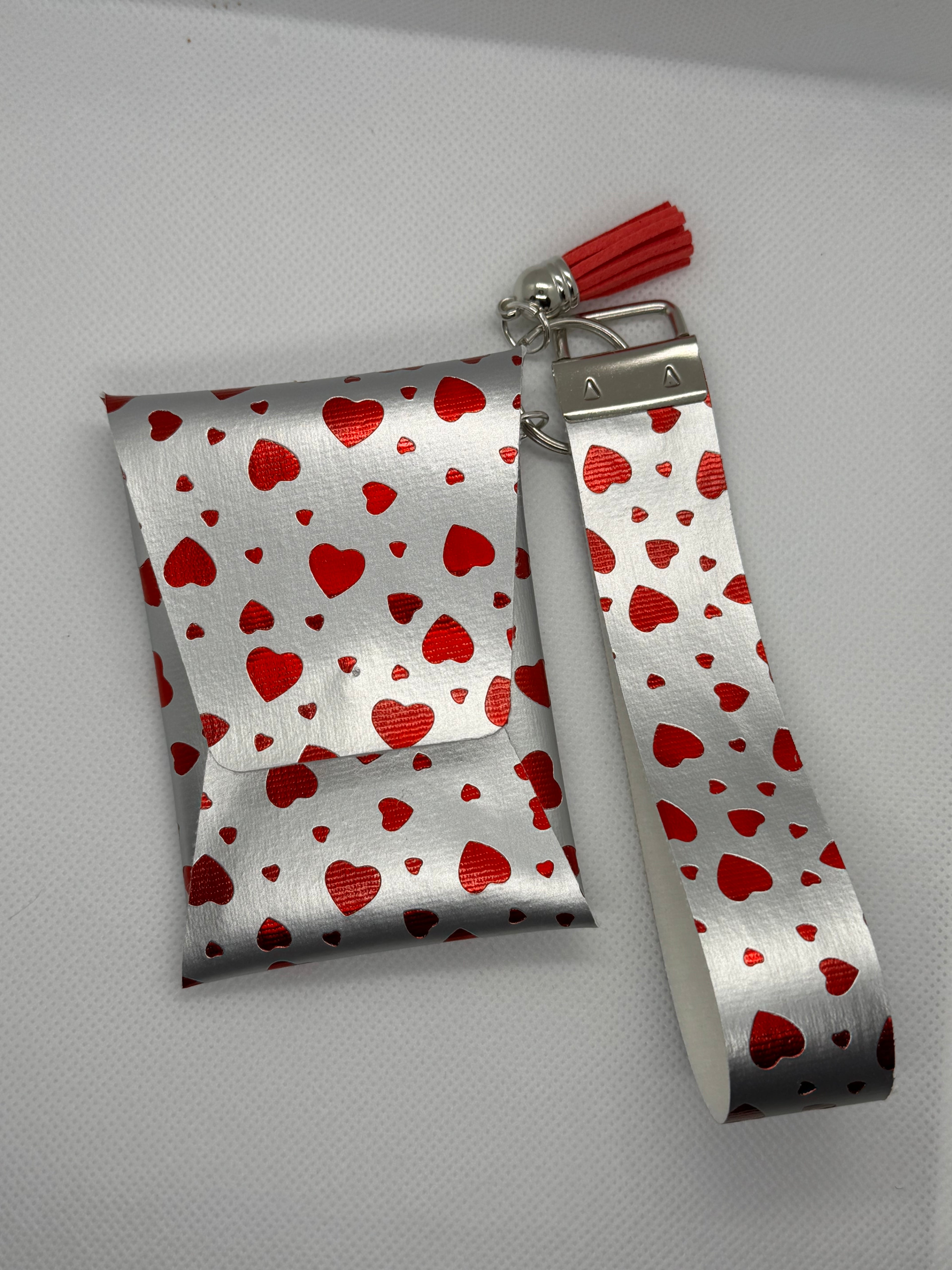 Heart wristlet card wallet set