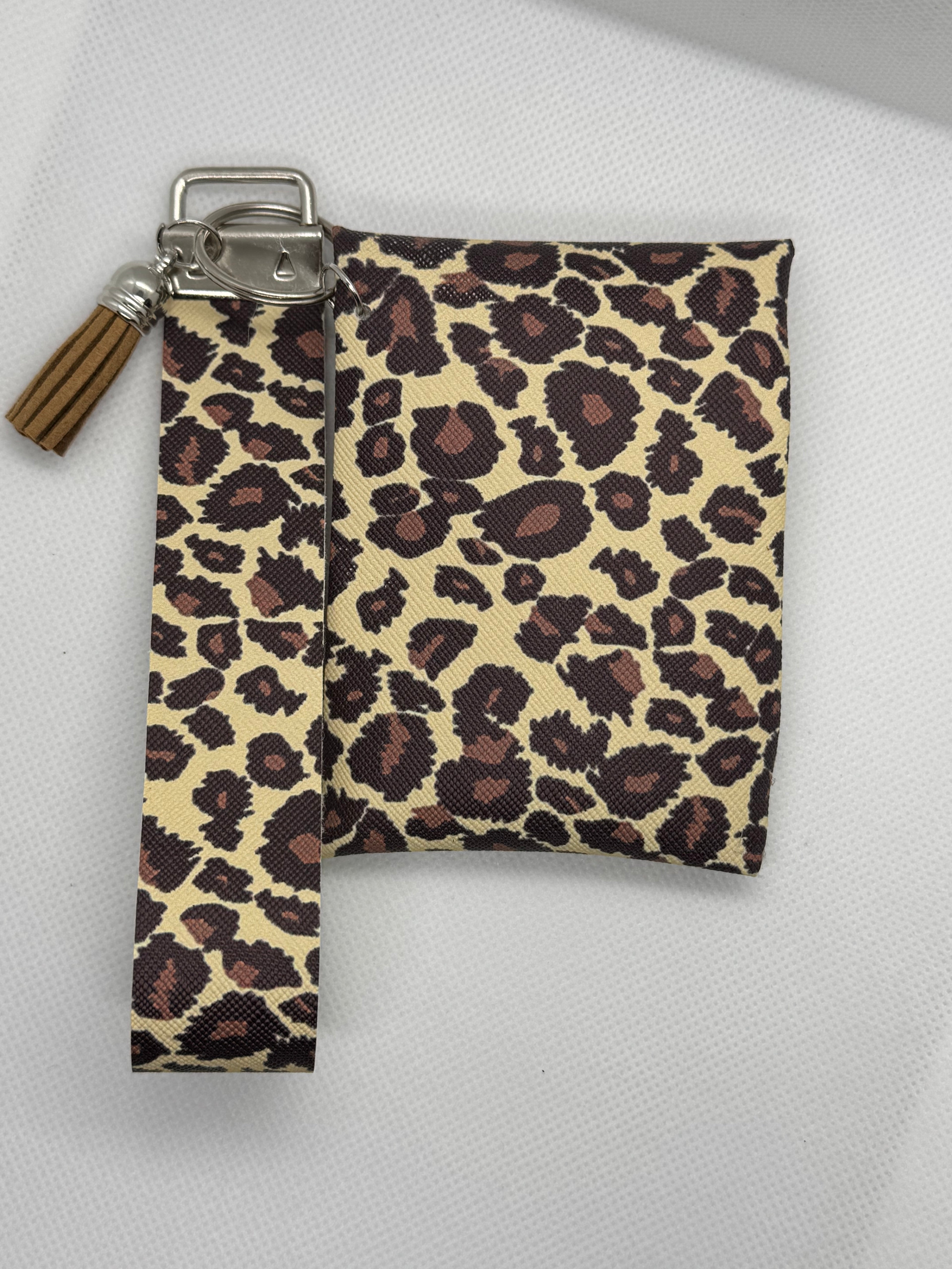 Cheetah wristlet/card wallet set
