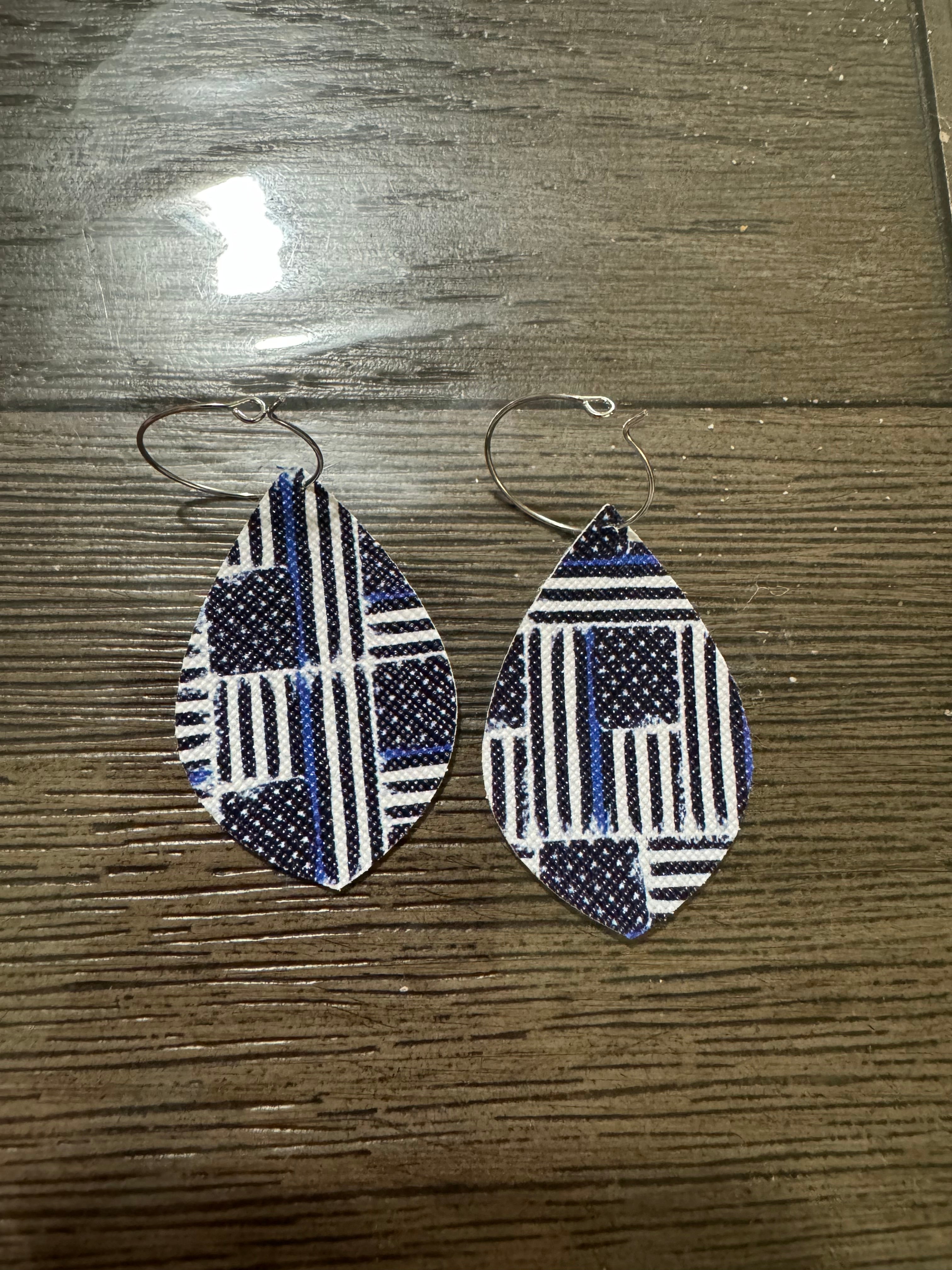 Back the blue hoop earrings