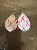 Breast cancer ribbon dangle earrings