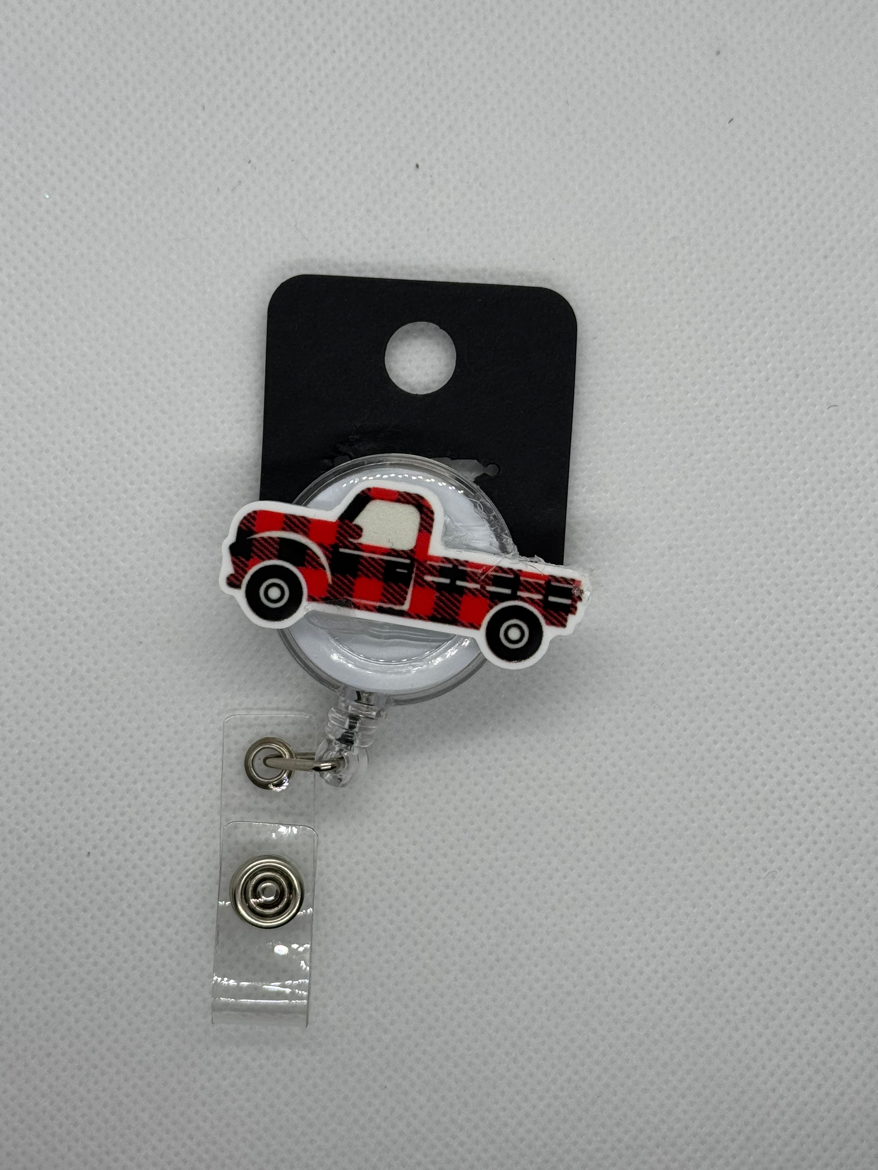 Plaid truck badge reel