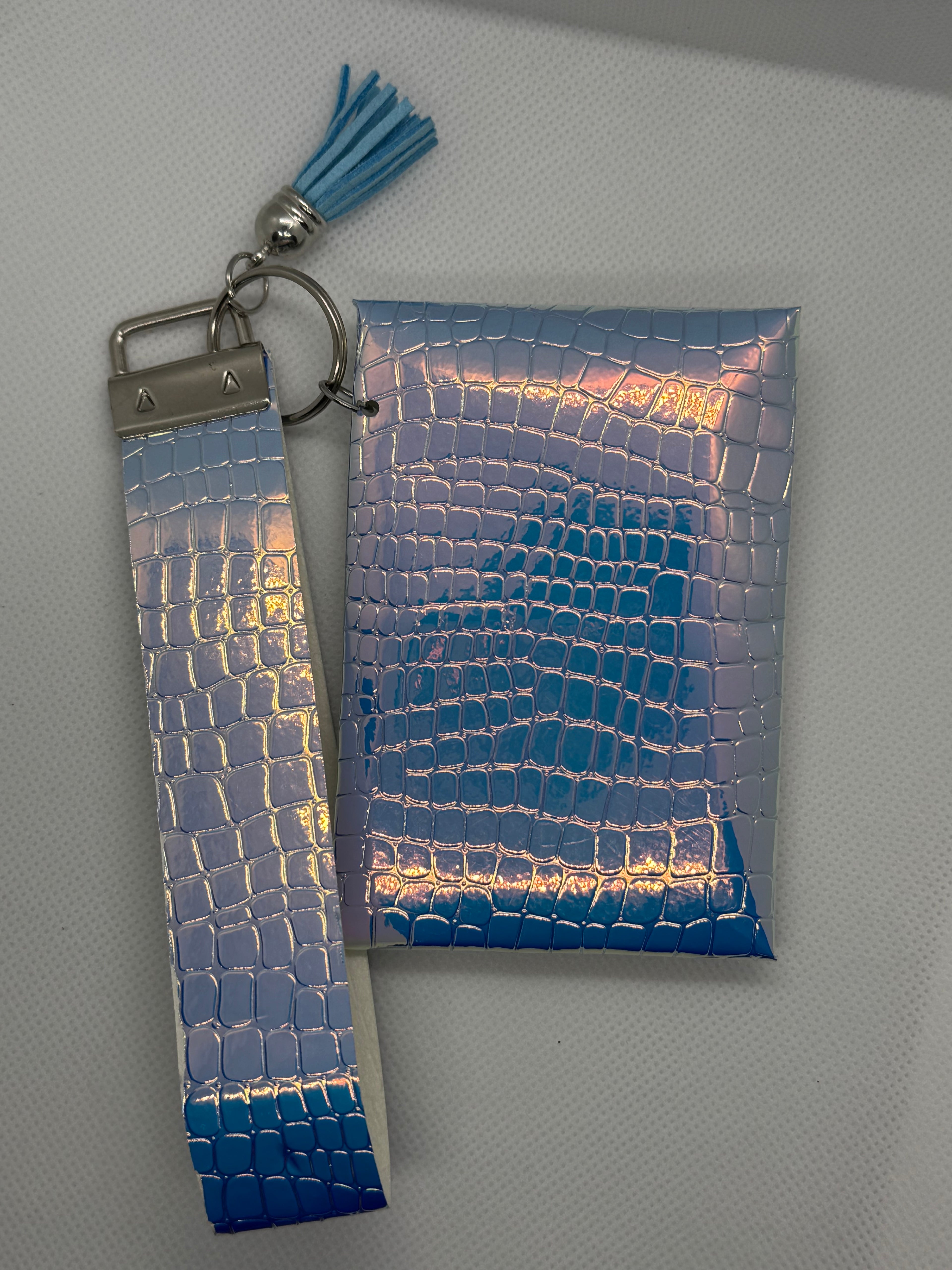 Blue shimmer wristlet/card wallet set