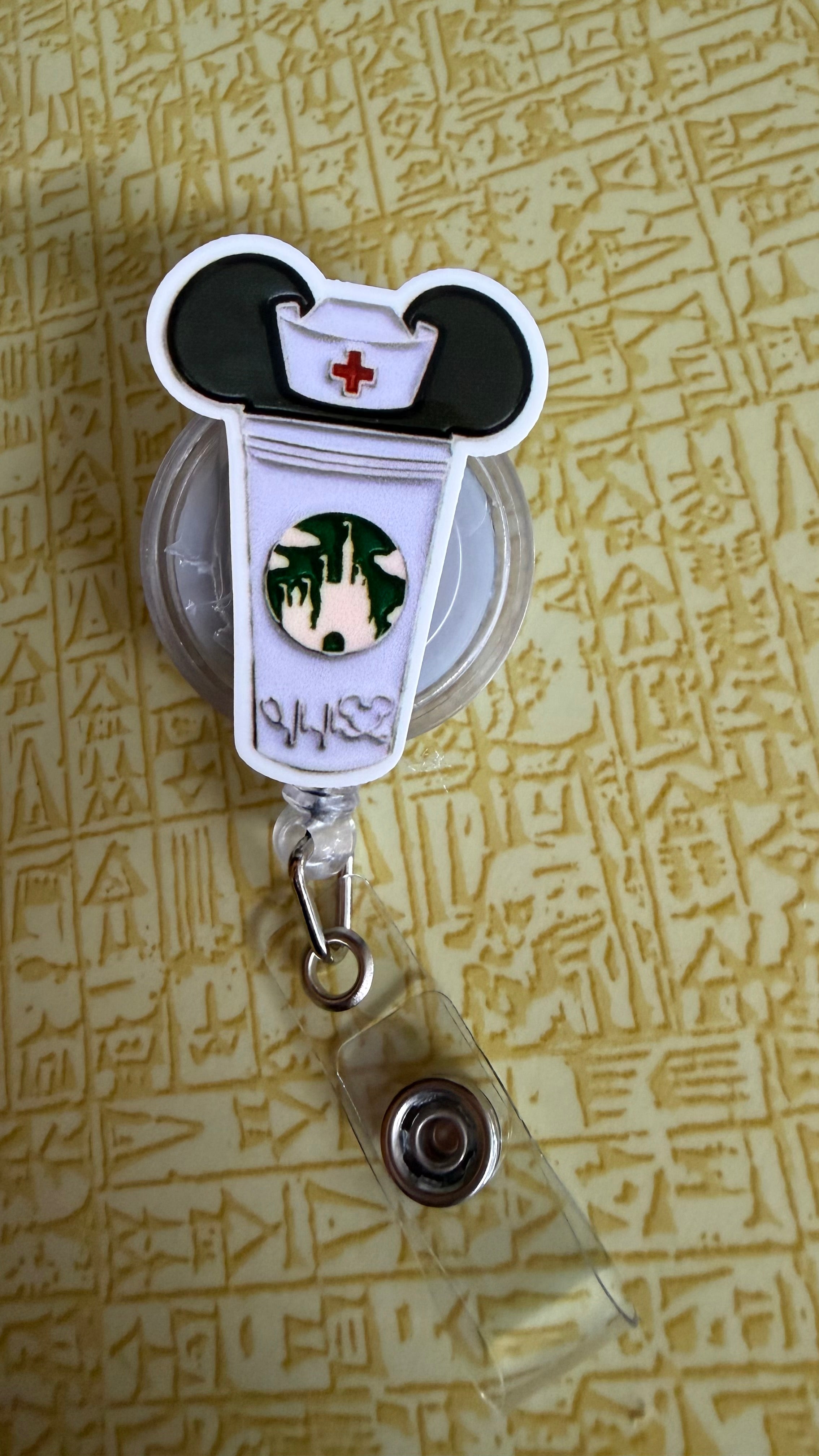 Nurse coffee mouse badge reel