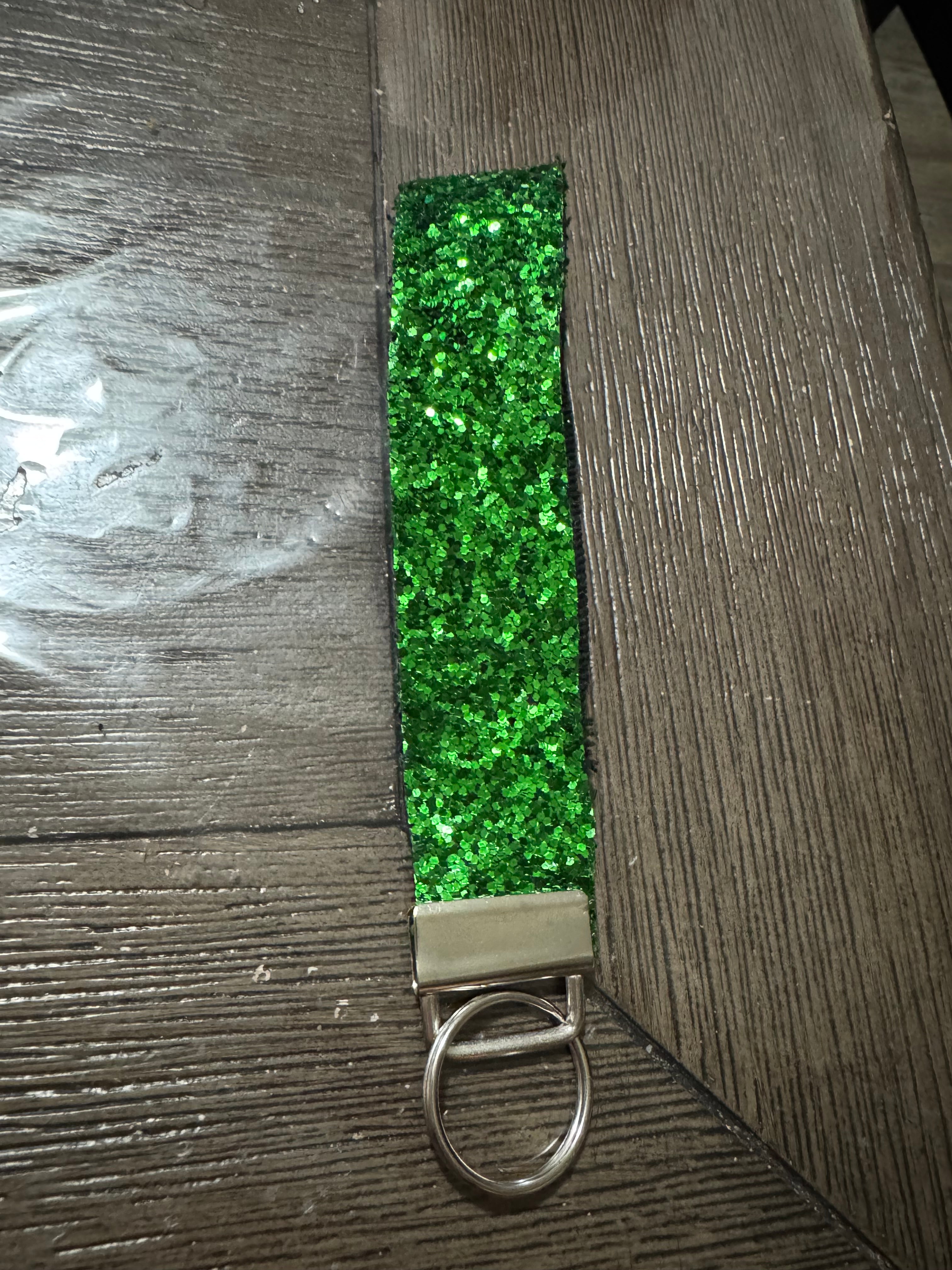 Green glitter keychain