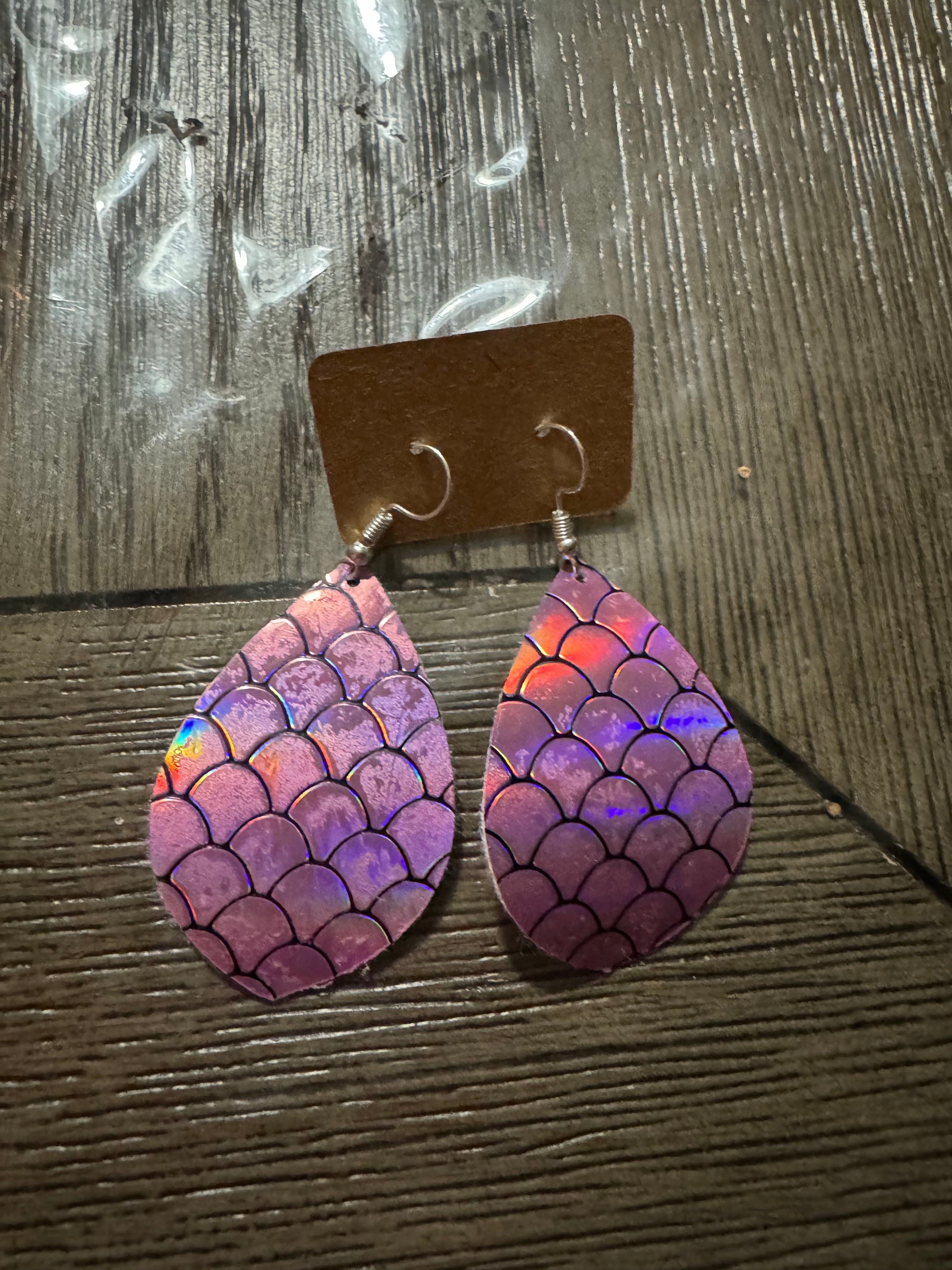 Pink mermaid earrings