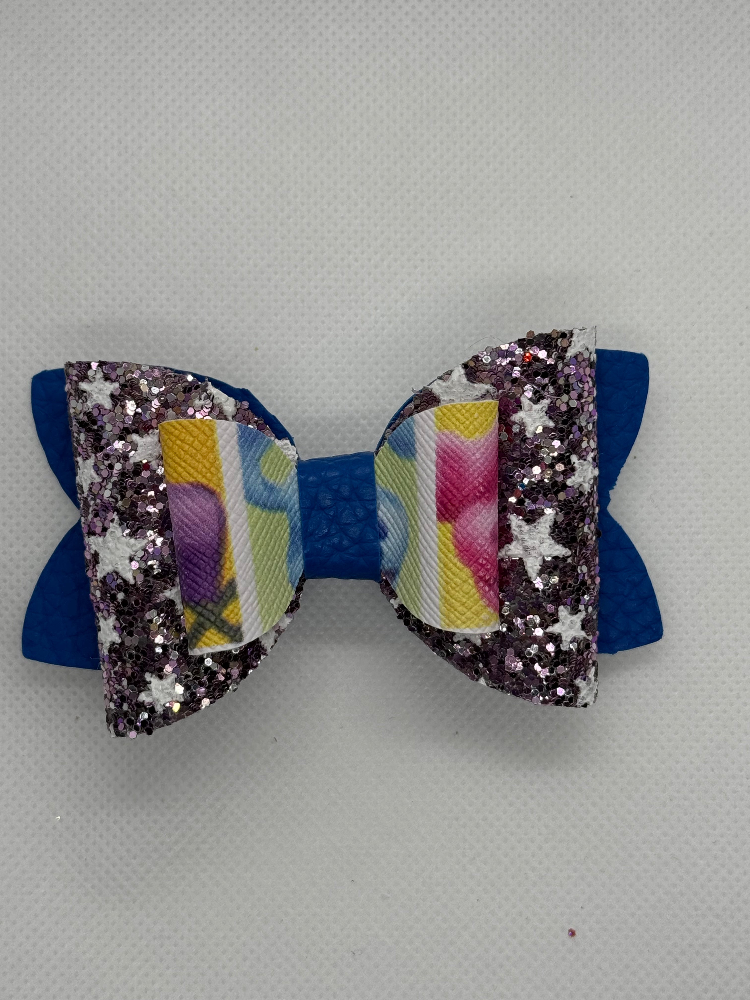 Purple star straw topper bow