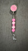 Pink jeweled beaded badge reel