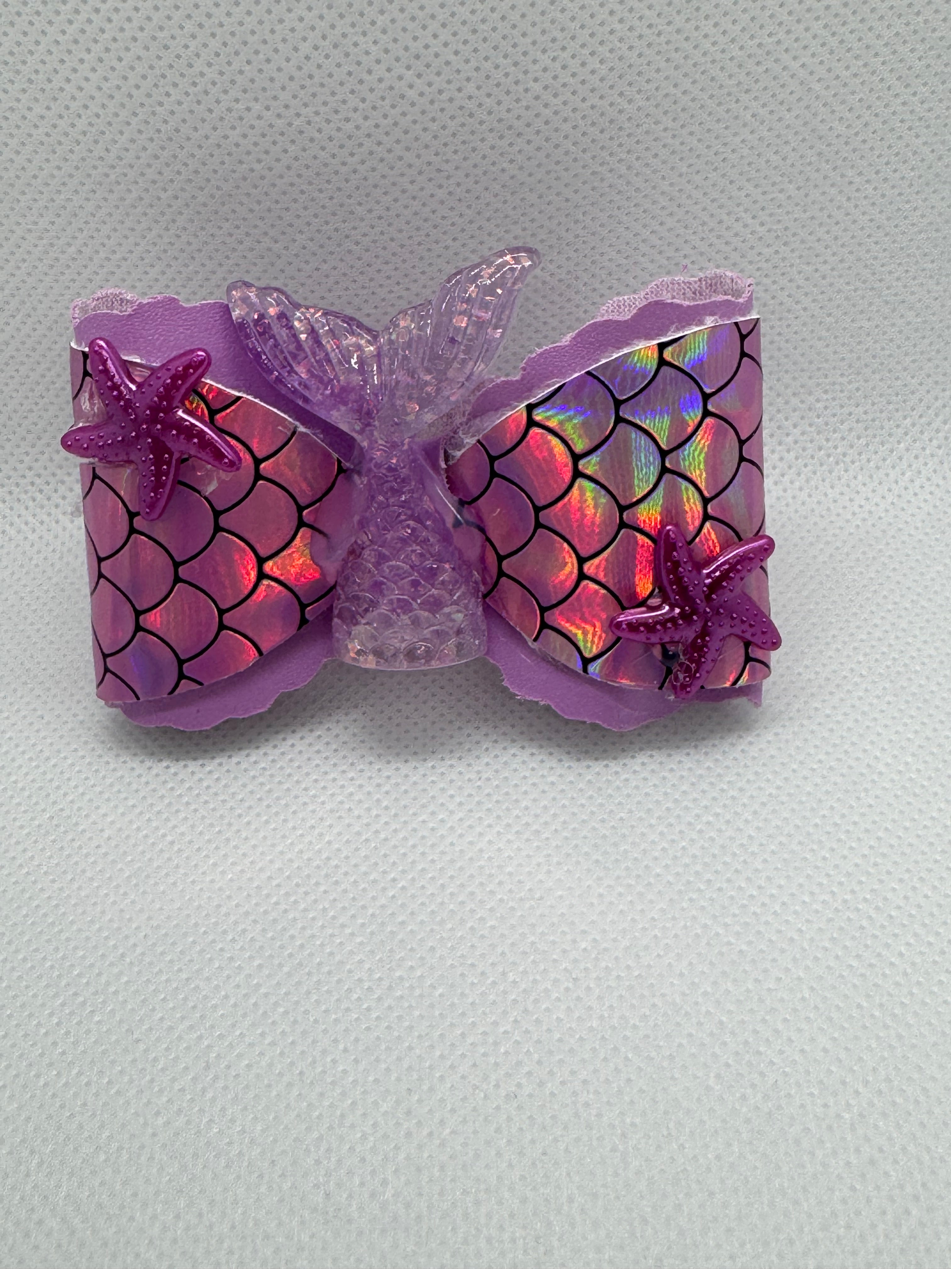 Purple mermaid straw topper bow