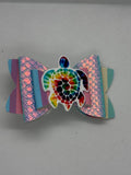 Rainbow turtle straw topper bow
