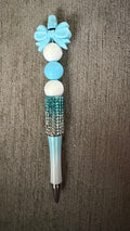 Blue bow rhinestone pen