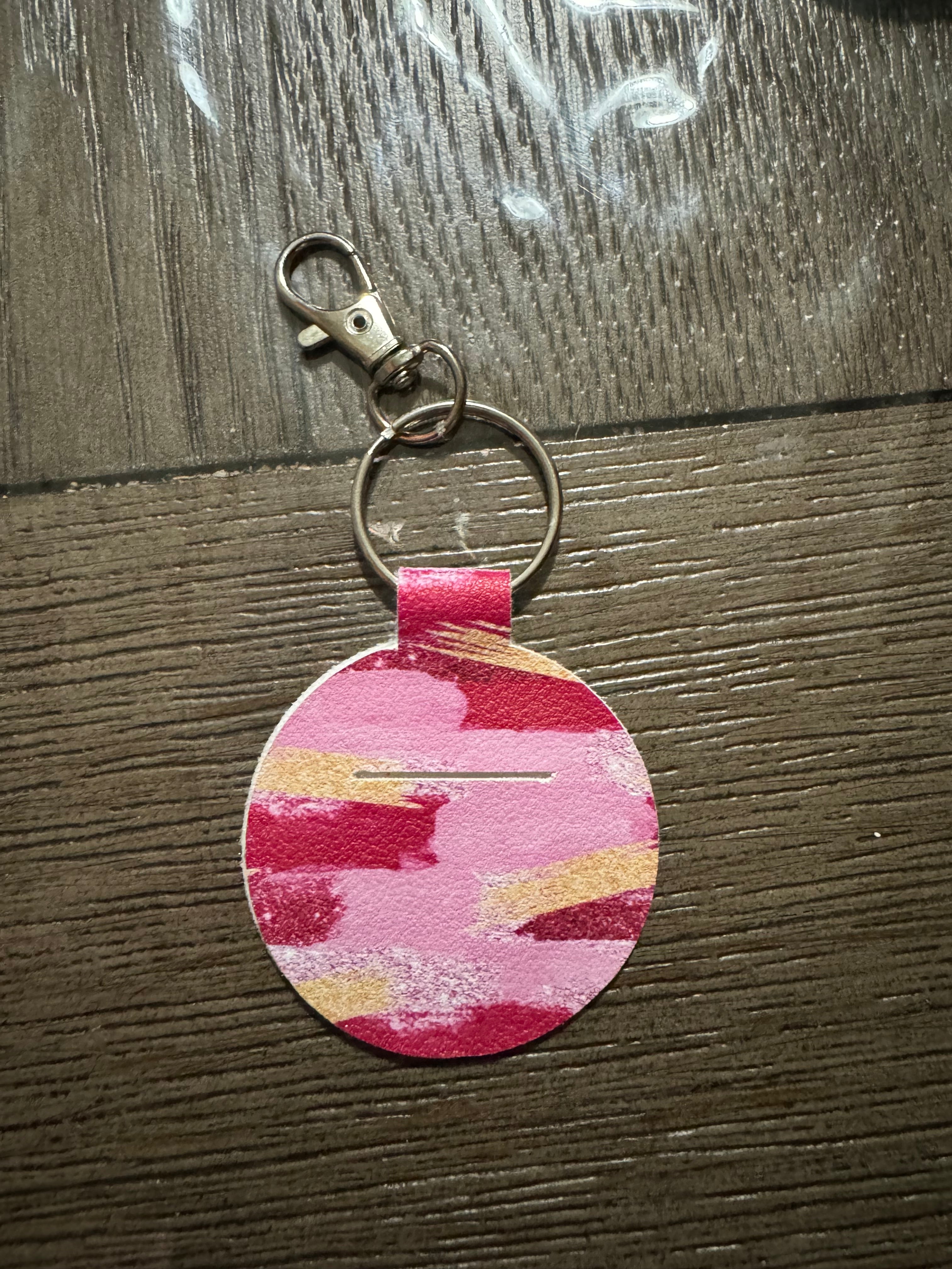 Pink watercolor aldi keychain