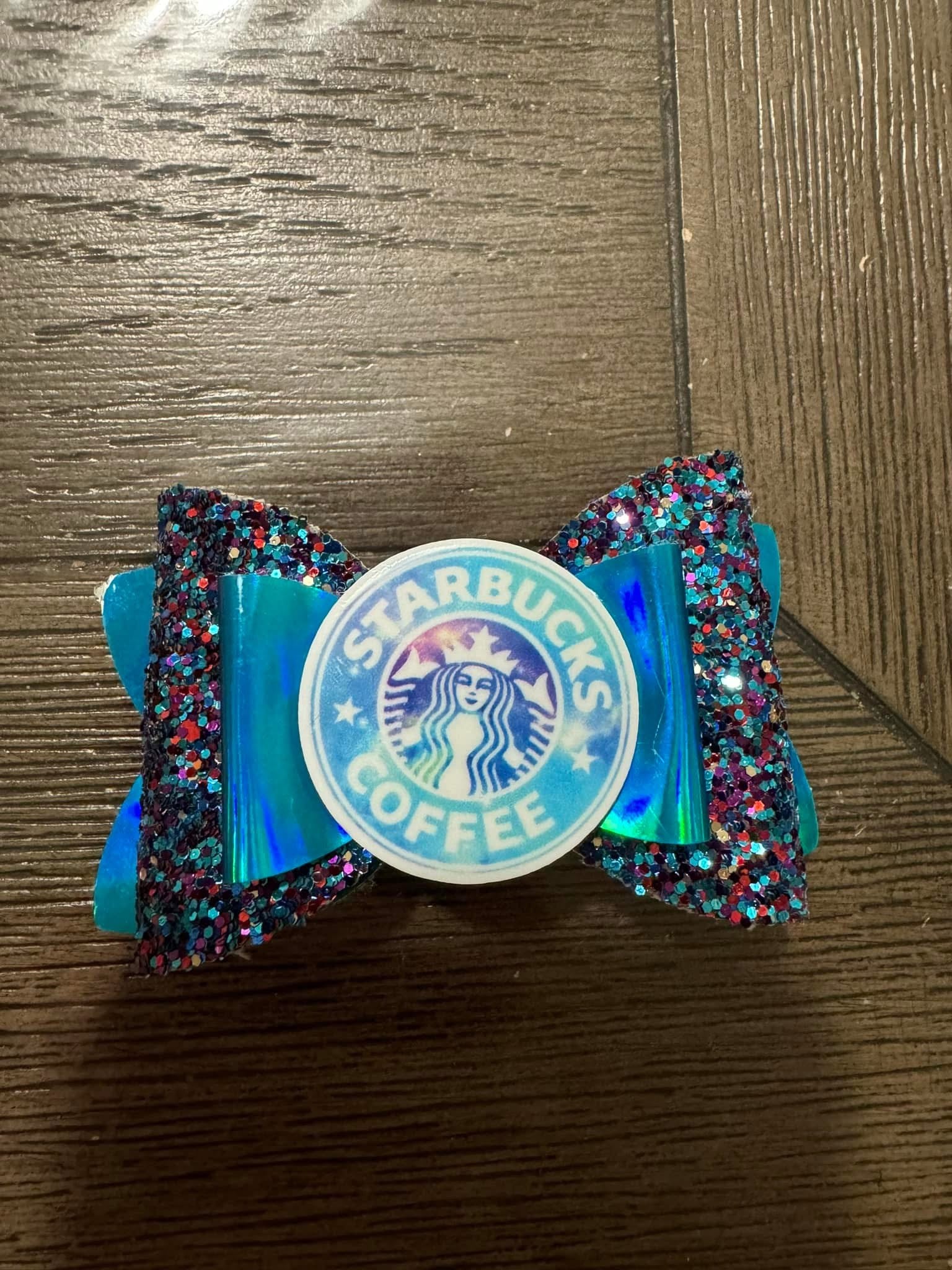 Blue glitter straw topper