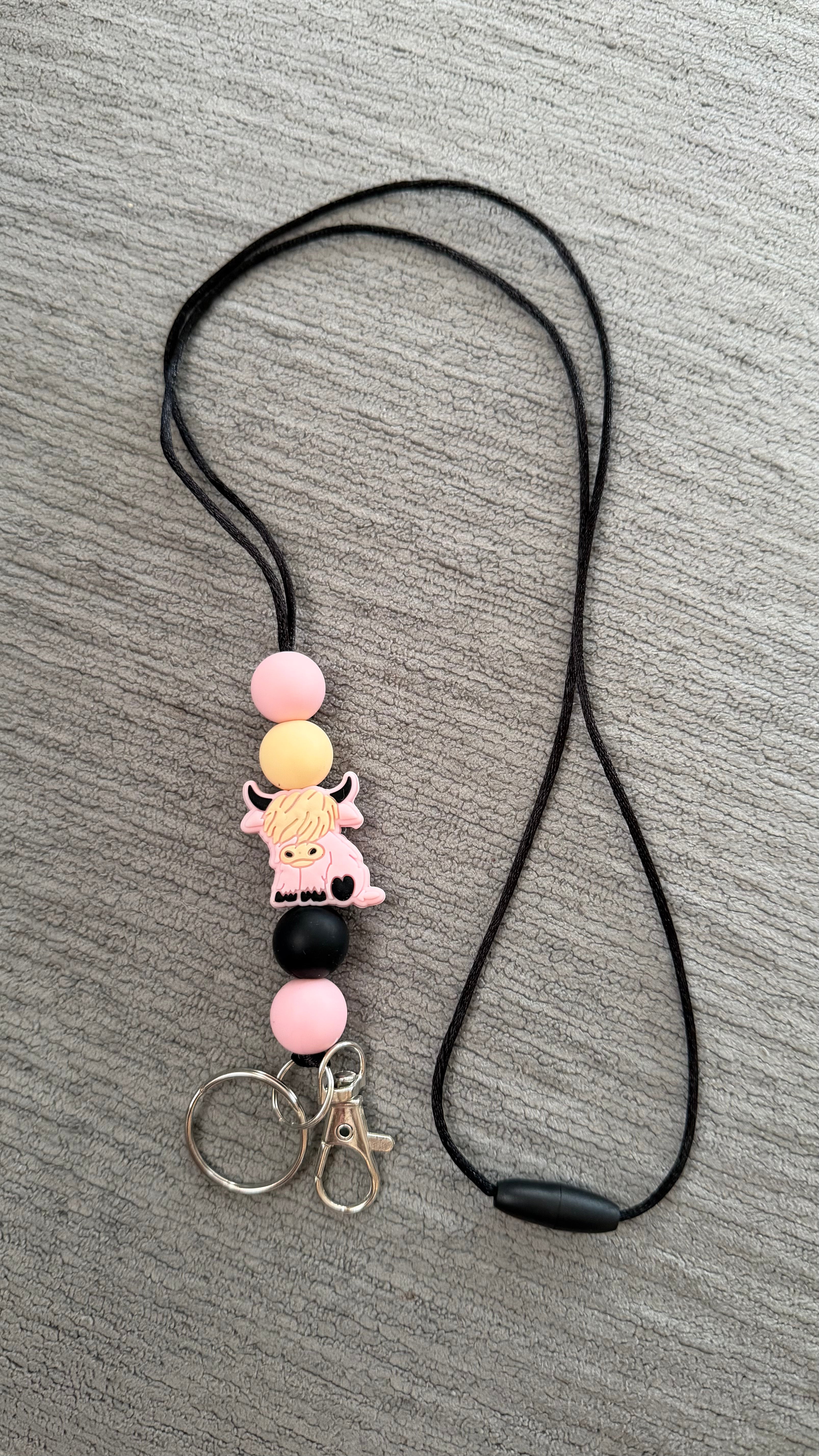 Pink moo moo lanyard