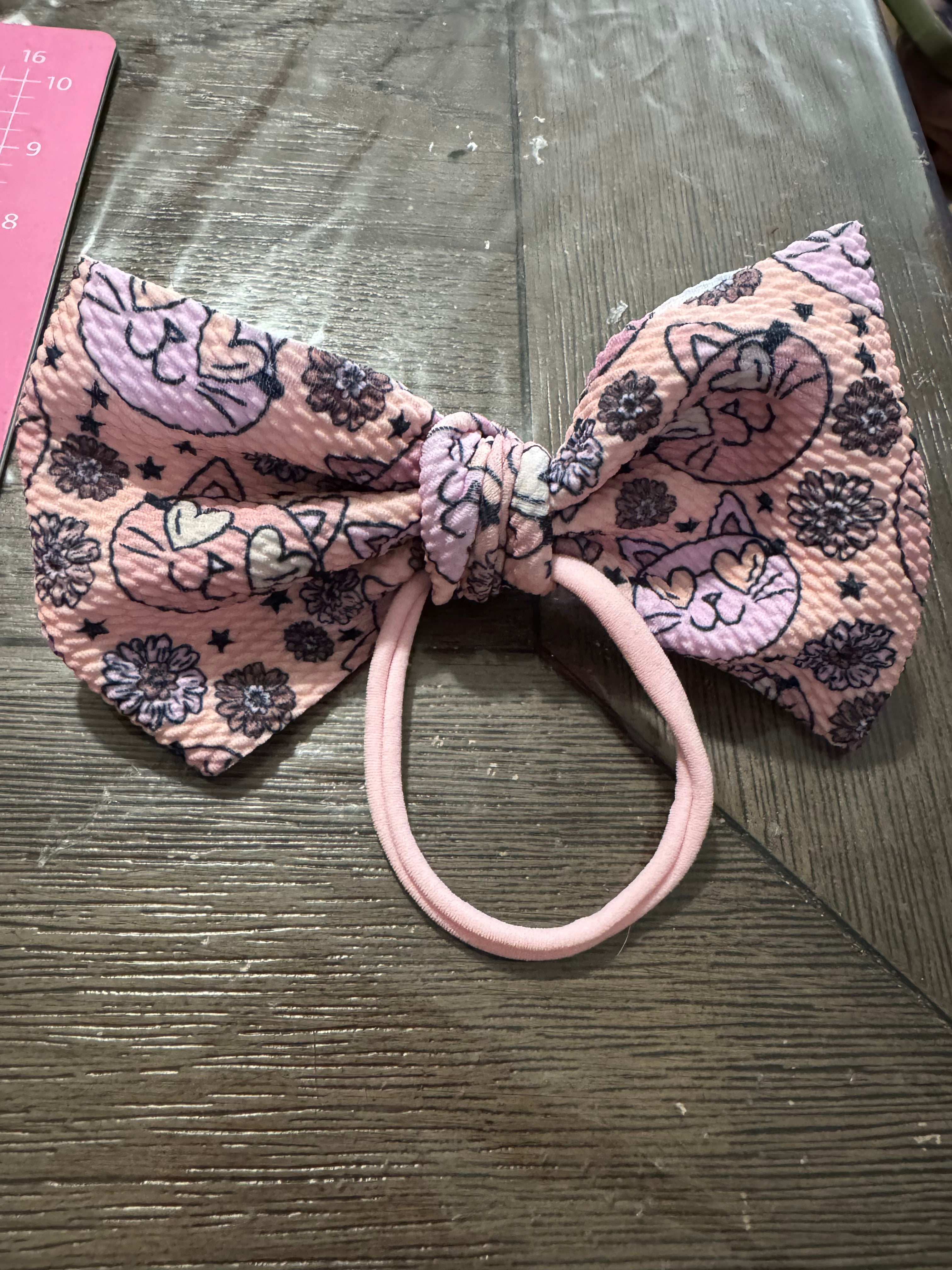 Heart kitty fabric headband