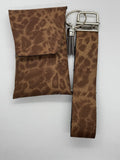 Brown cheetah wristlet card wallet set