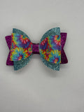 Tie dye bow clip