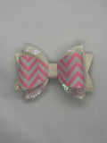 Pink chevron bow clip