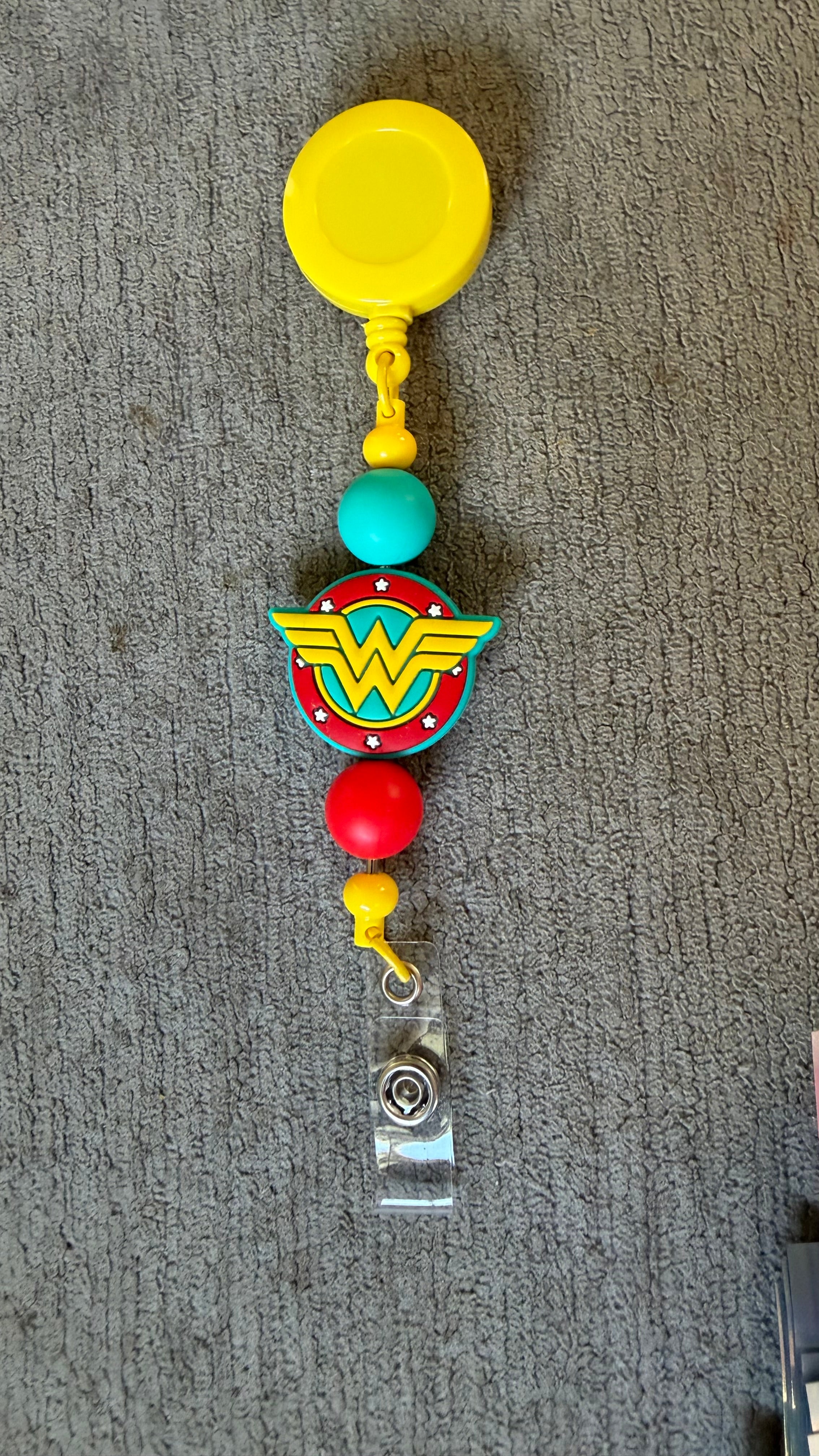 W W beaded badge reel