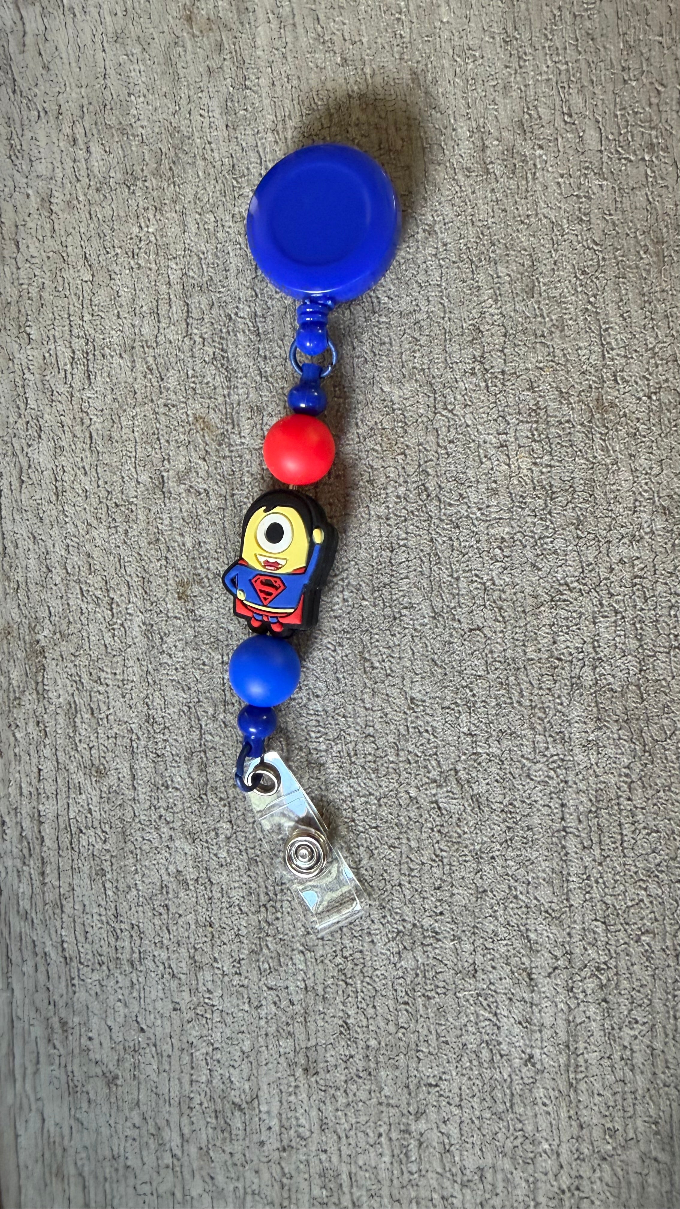 super minion beaded badge reel