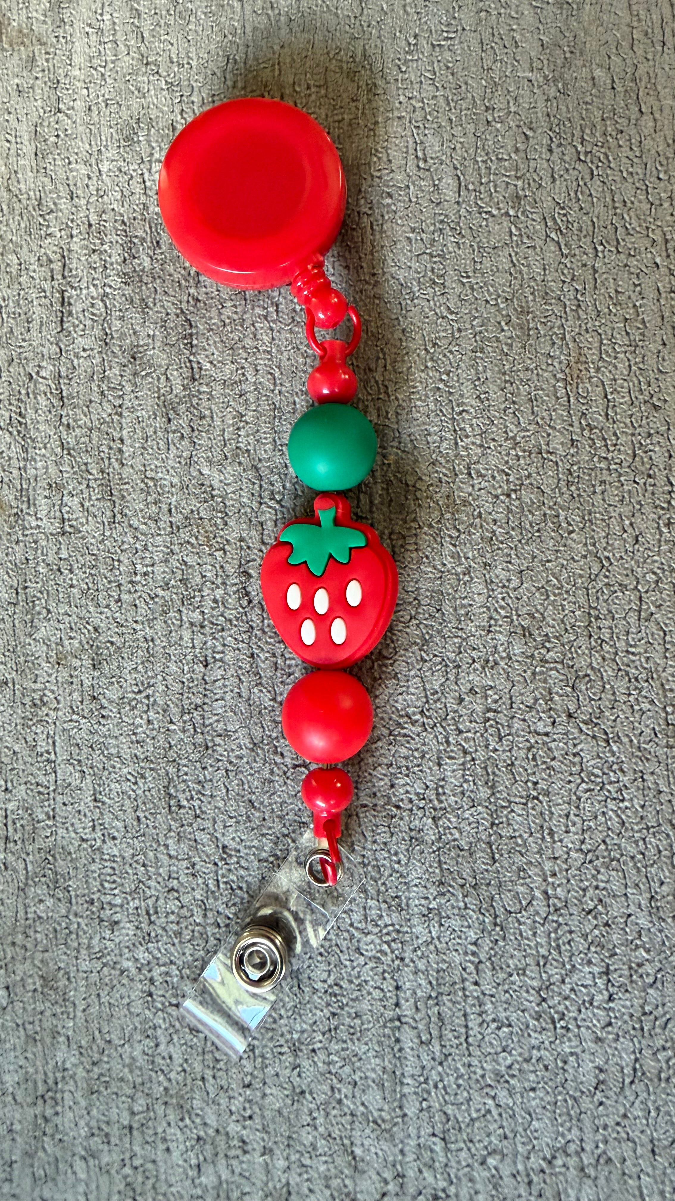 strawberry beaded badge reel