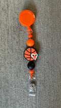 basketball beaded badge reel