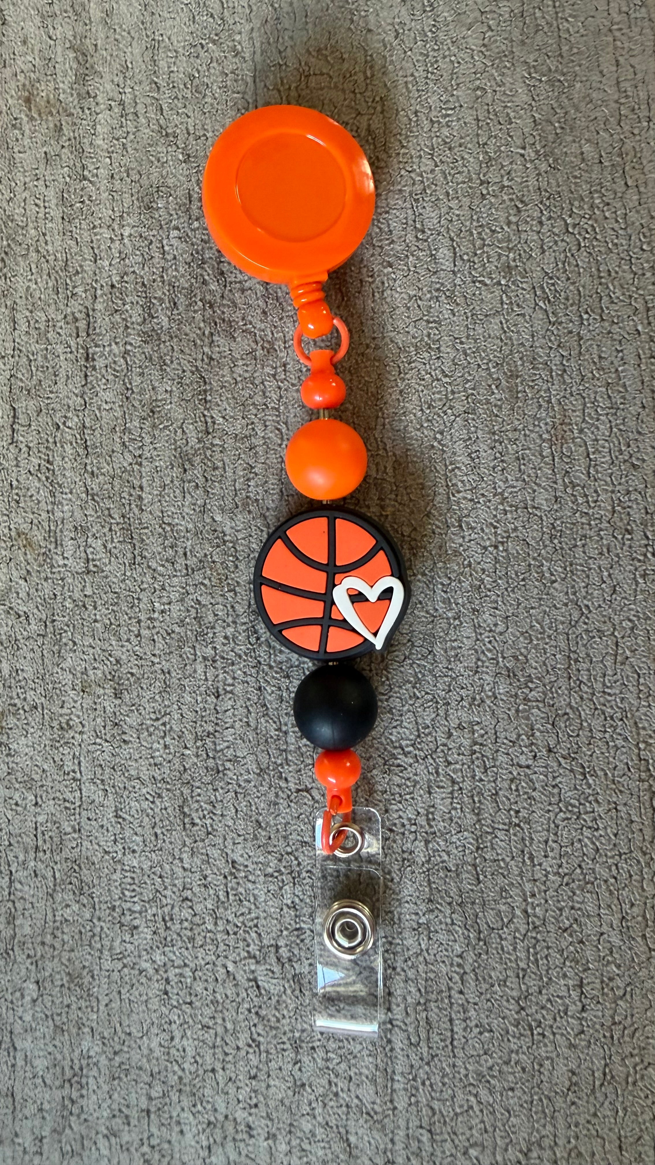 basketball beaded badge reel
