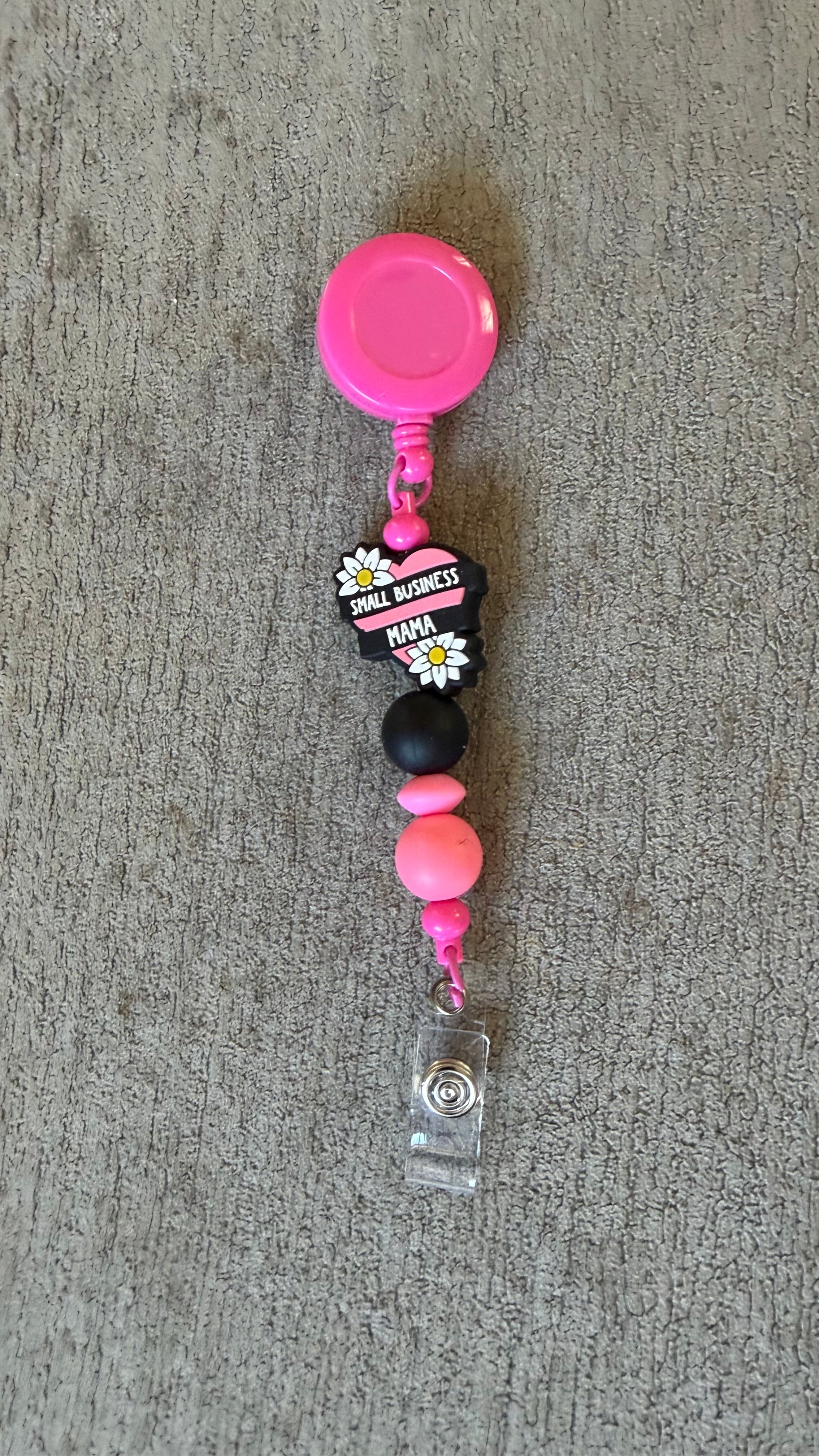 small business mama beaded badge reel