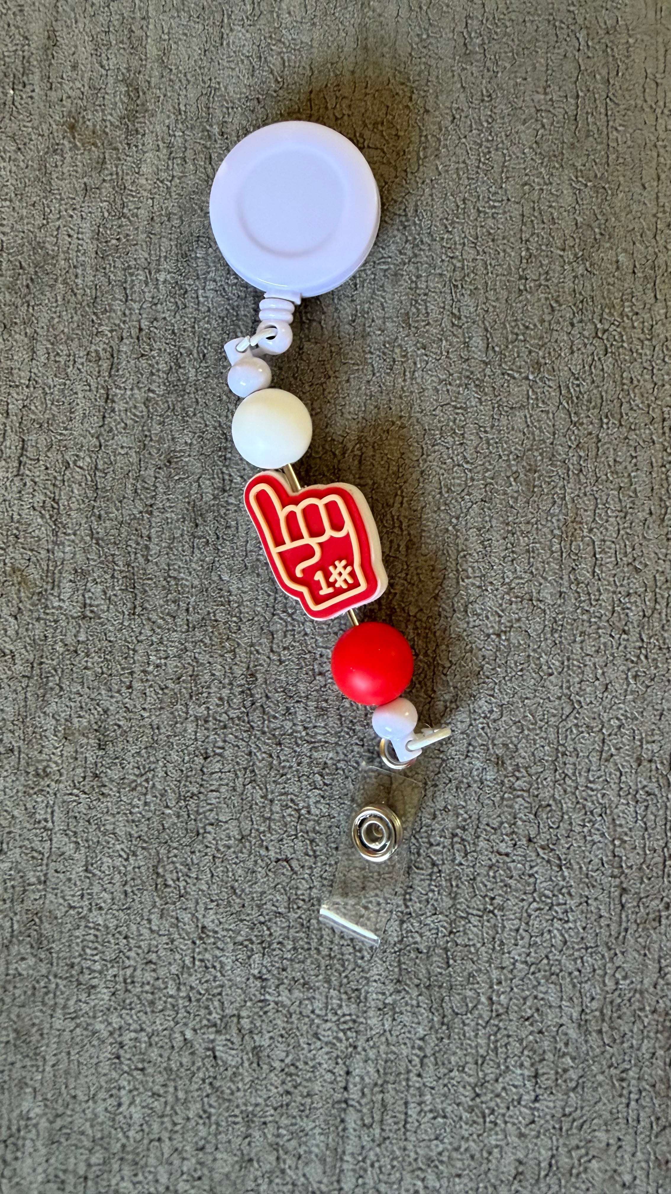 number 1 fan beaded badge reel